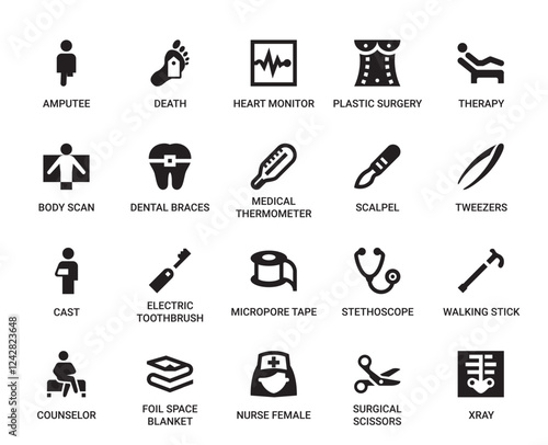 Healthcare Category Outline Pictogram Icons Set