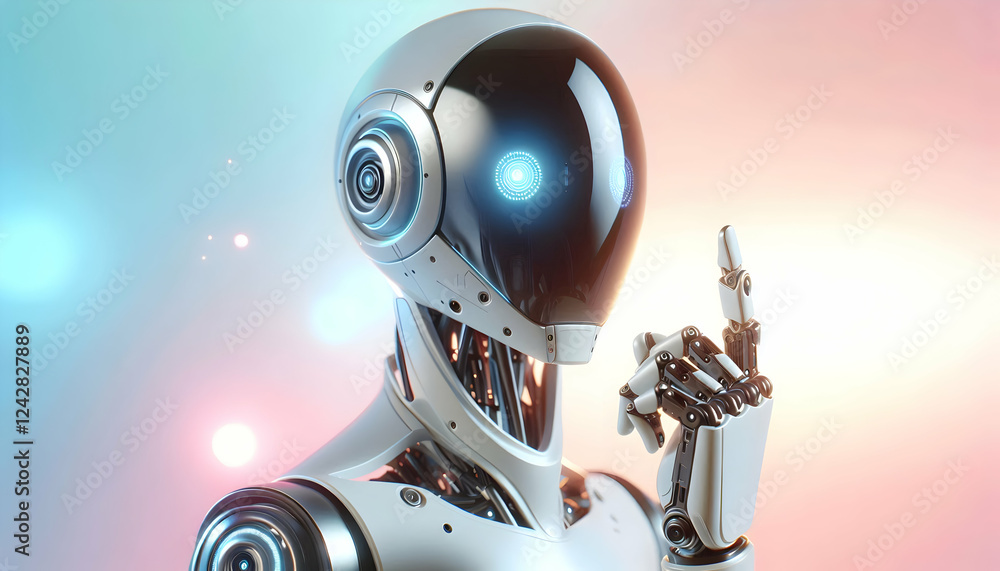 AI Robot icon A futuristic robot with a sleek white exterior, a large black visor with blue glowing eyes, and a me3 AI Robot icon A futuristic robot with a sleek white exterior, a large black visor with blue glowing eyes, and a me3