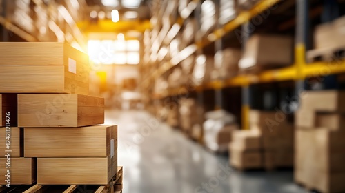 Warehouse Inventory Wooden Boxes Storage Logistics Distribution Center