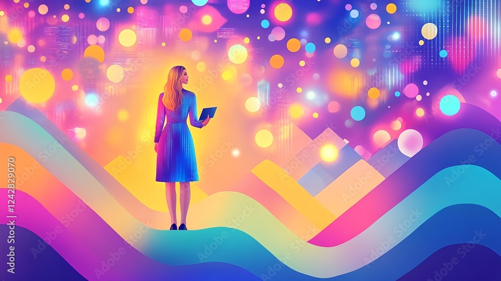 woman tech future abstract bokeh - abstract backgrounds