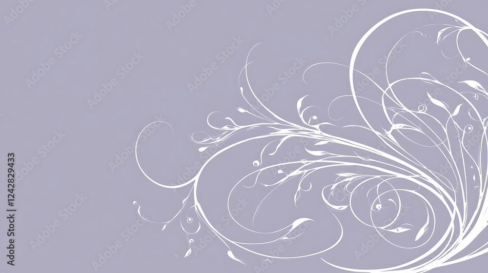 White floral design, lavender background, invitation White floral design, lavender background, invitation