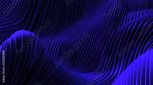  Royal blue wave on black background, creating a dynamic contrast with fluid, elegant motion, perfect for abstract, design, and artistic concepts.
