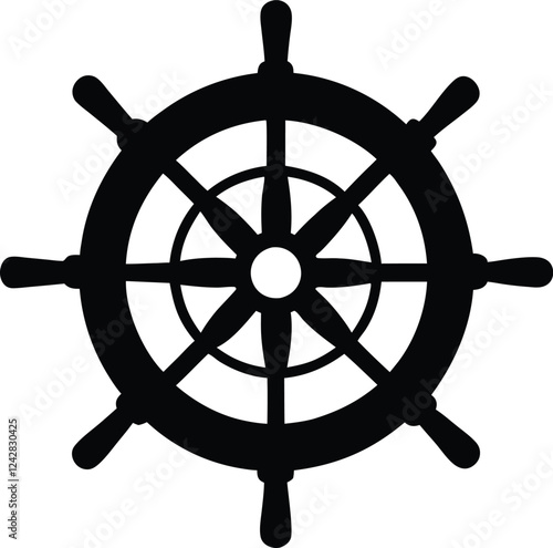 ship steering  silhouette simple flat vector