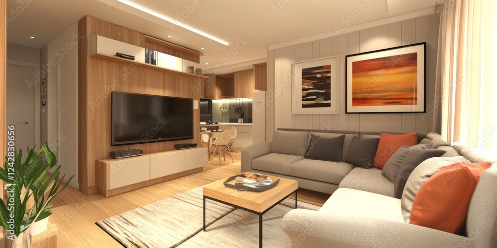 Modern Apartment Living Room Design With Wooden Accents Modern Apartment Living Room Design With Wooden Accents