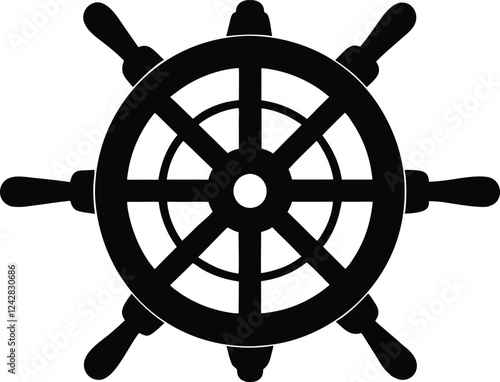 ship steering  silhouette simple flat vector