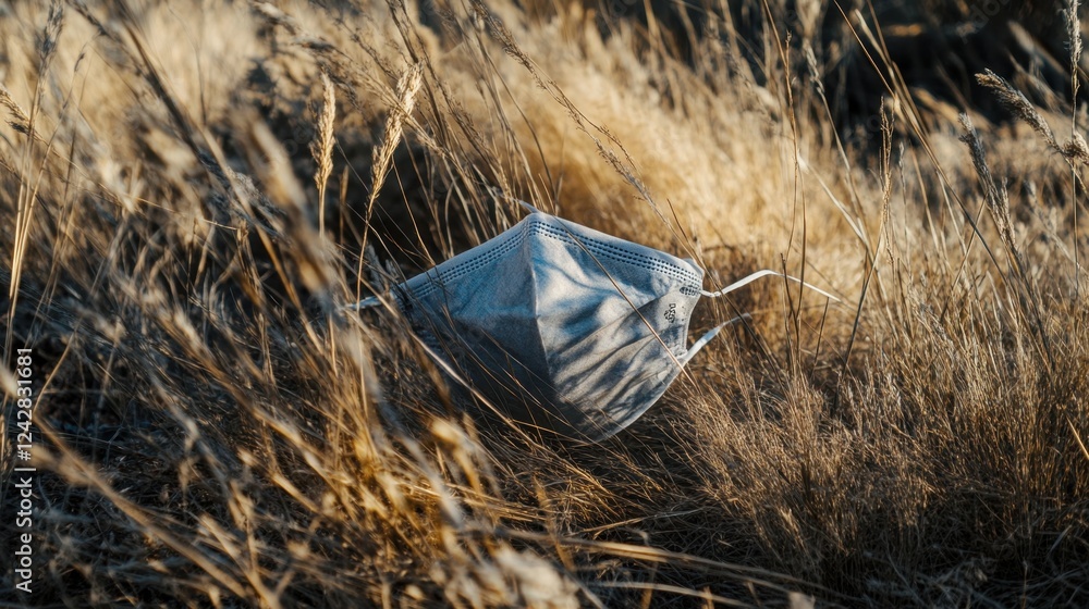 Obraz premium A protective mask placed next to a dusty outdoor scene, emphasizing the importance of prevention.