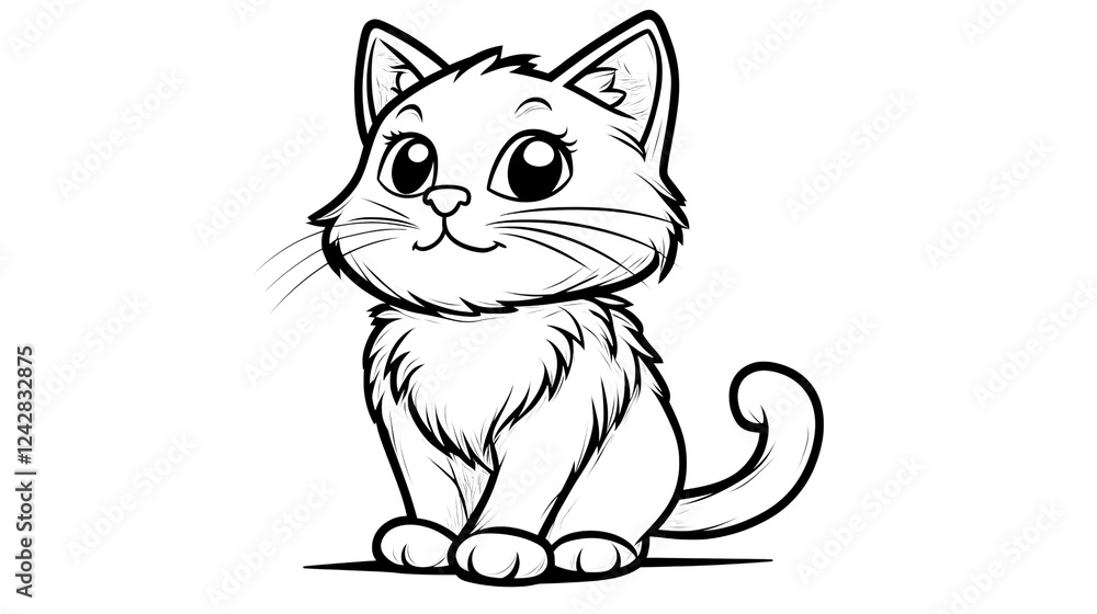 Obraz premium Adorable Kitten Coloring Page 