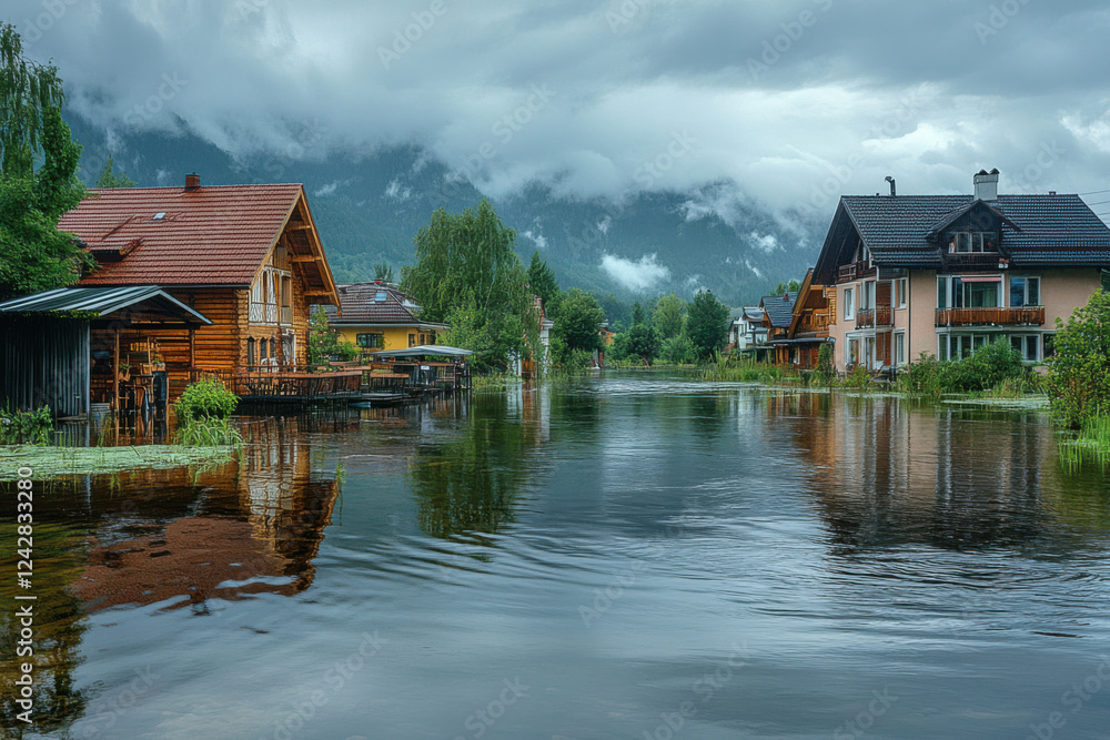Overflowing River Causes Widespread Flood Damage Overflowing River Causes Widespread Flood Damage