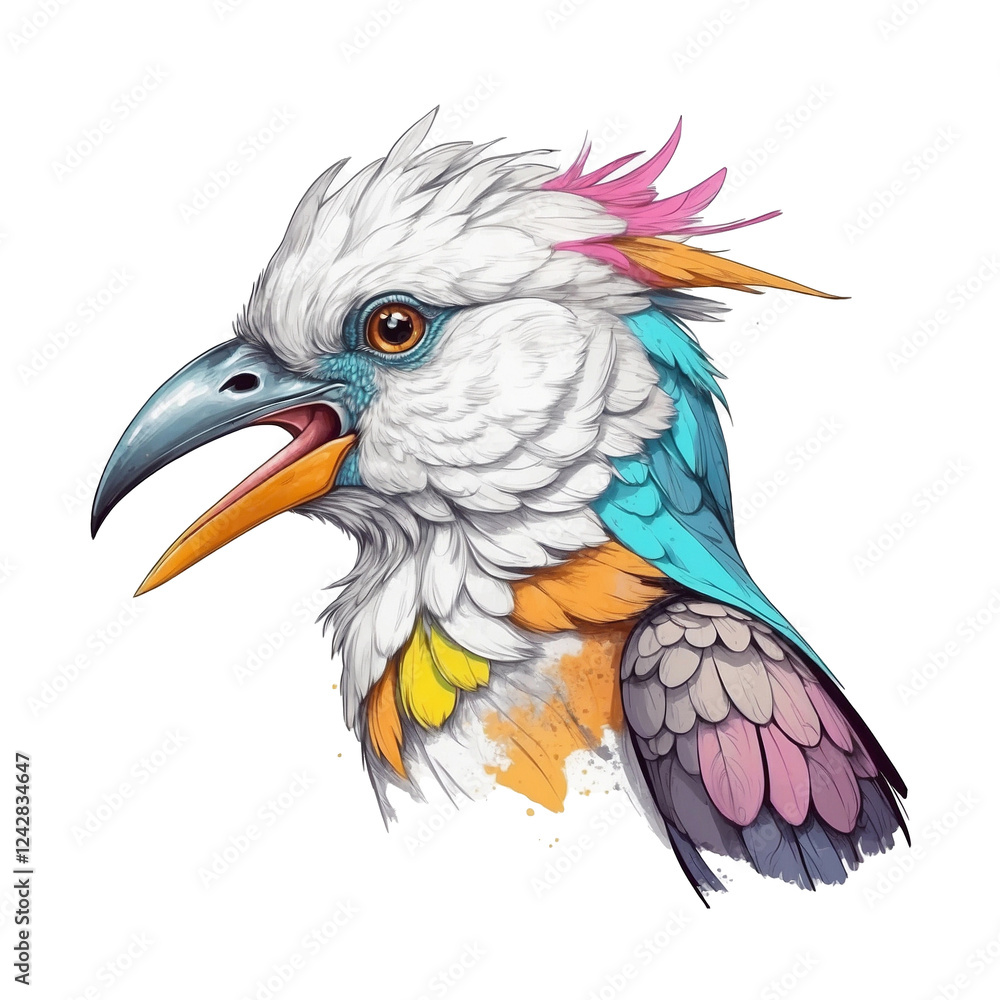 Fototapeta premium Colorful Transparent PNG Illustration of a Bird