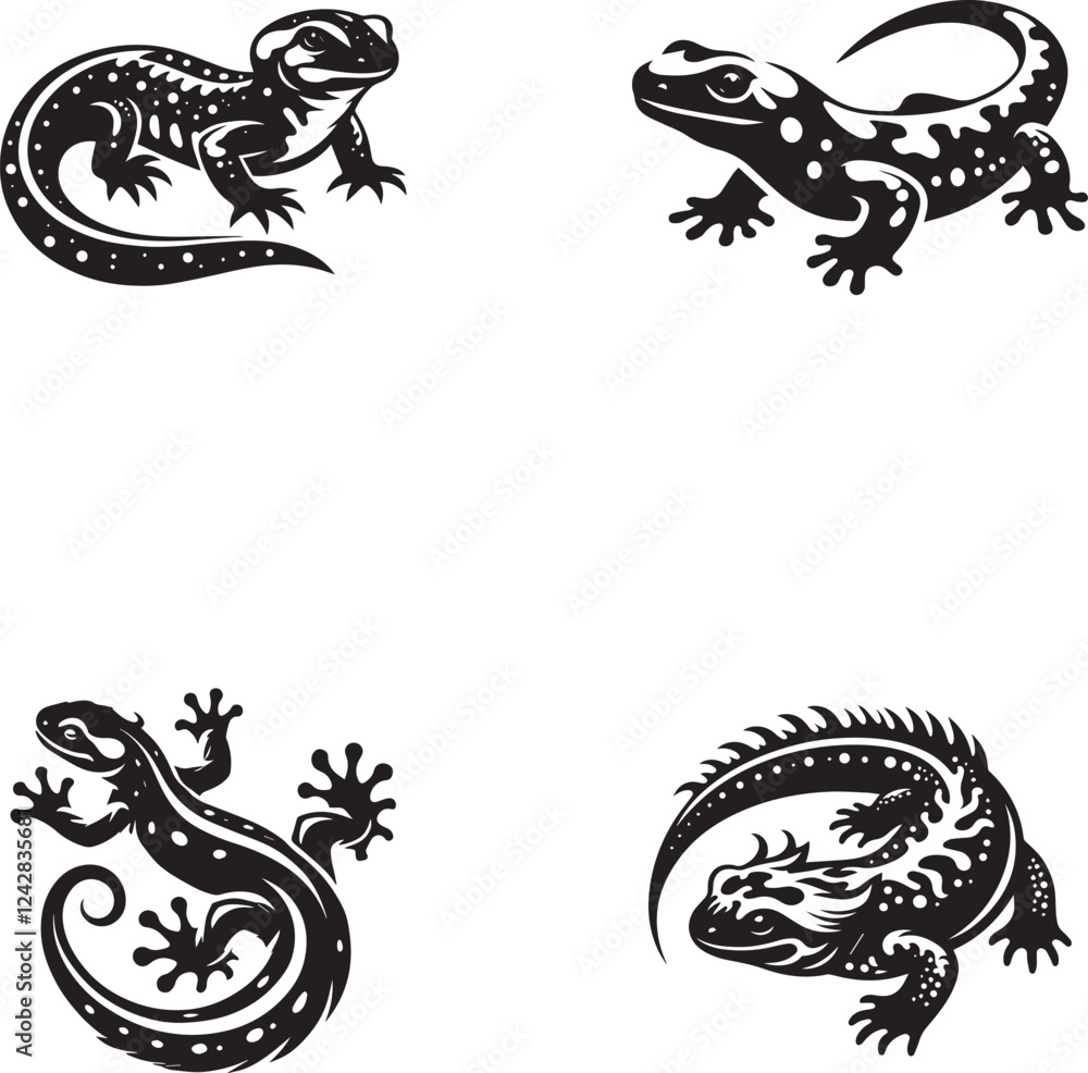 Salamander Silhouette Collection - Vector Illustrations of Salamanders and Lizards Salamander Silhouette Collection - Vector Illustrations of Salamanders and Lizards