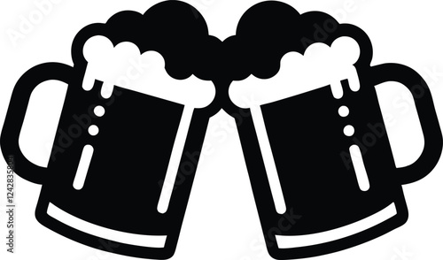 Two clinking beer mugs silhouette vector,beer mugs silhouette