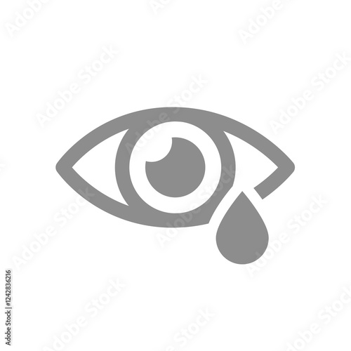 Human eye with tear vector icon. Eye drops black symbol.