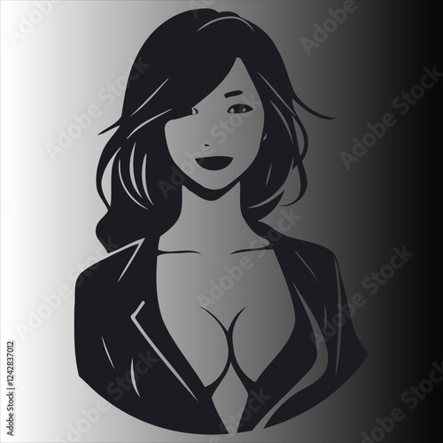 a close up of a woman with a black jacket on