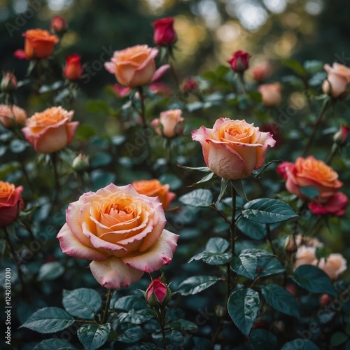 A blurred bokeh effect in the background while keeping the roses in sharp focus.