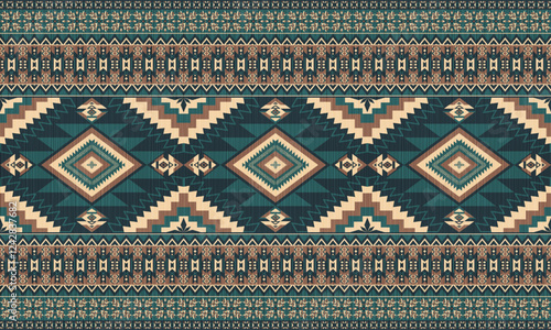 American tribal ethnic native pattern.Traditional Navajo,Aztec,Apache,Southwest and Mexican style fabric pattern.Abstract vector motif pattern.For fabric,clothing,blanket,carpet,woven,wrap,decoration.