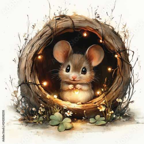 Adorable Mouse Nest Clipart – Cute Cozy Rodent Illustration Vector
