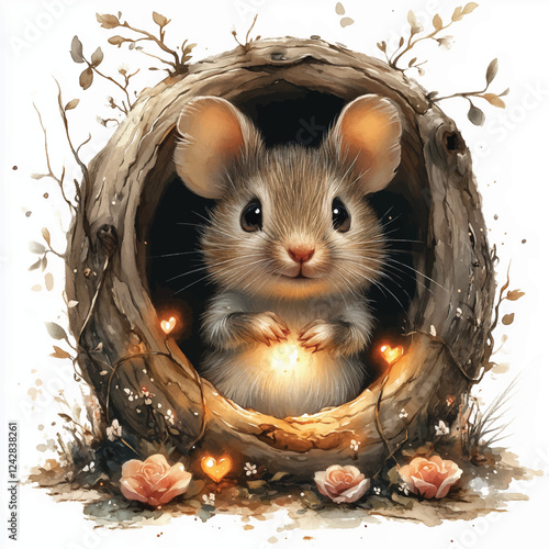 Adorable Mouse Nest Clipart – Cute Cozy Rodent Illustration Vector
