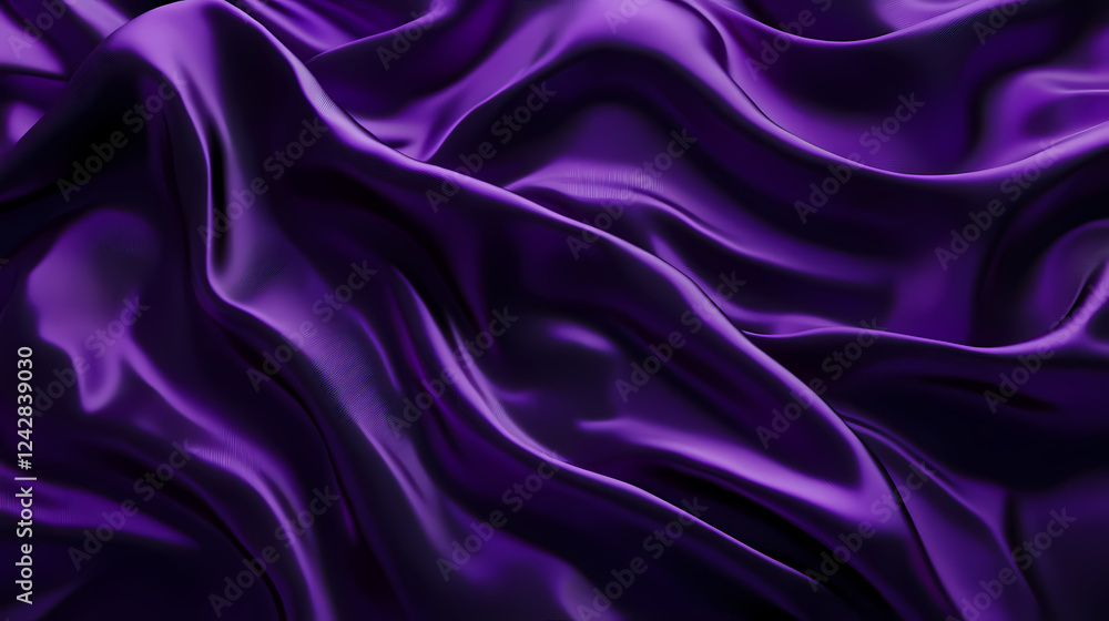 Obraz premium Elegant flowing purple satin fabric draping in soft waves. Generative AI
