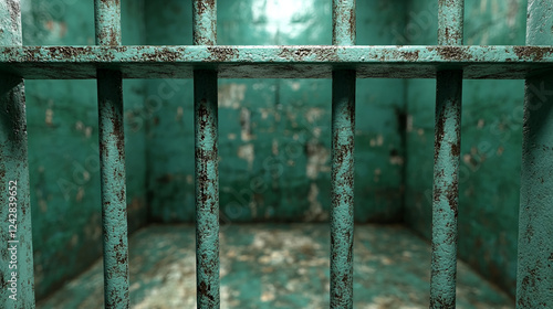 Rusted grill in a jail cell showing signs of wear and age