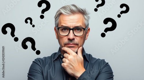 man with question mark on head