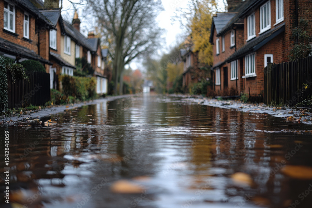 Fototapeta premium Flash Floods Engulf Roads, Leaving Cars Stranded