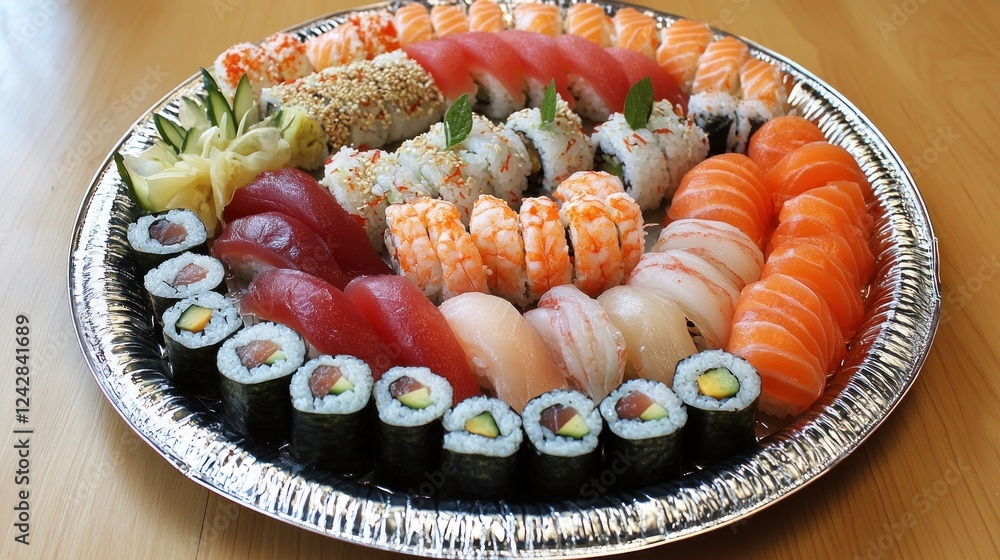 Assorted Sushi Platter Featuring Various Fish And Rolls Assorted Sushi Platter Featuring Various Fish And Rolls