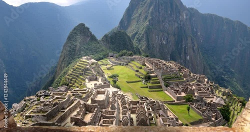 Machu Picchu through ancient stone walls 