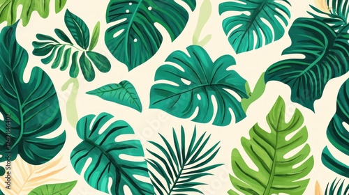 Lush Tropical Leaves Pattern Design Background