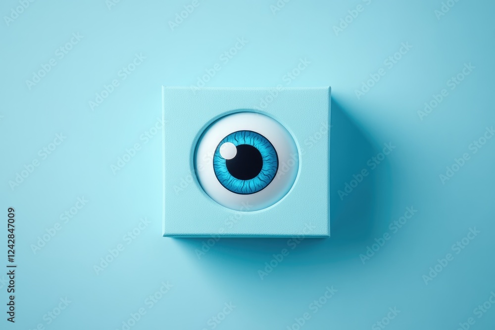Blue Eye in a Light Blue Square Box Blue Eye in a Light Blue Square Box