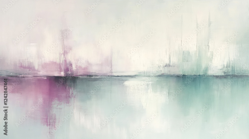 Abstract Cityscape Pastel Hues Painted Canvas Abstract Cityscape Pastel Hues Painted Canvas