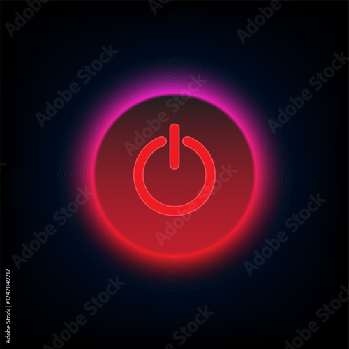 Power Button Round Circle glow light Concept of digital technology Futuristic HUD UI GUI style, On Off switch for electronic screen. internet Cyber ​blue light, vector design