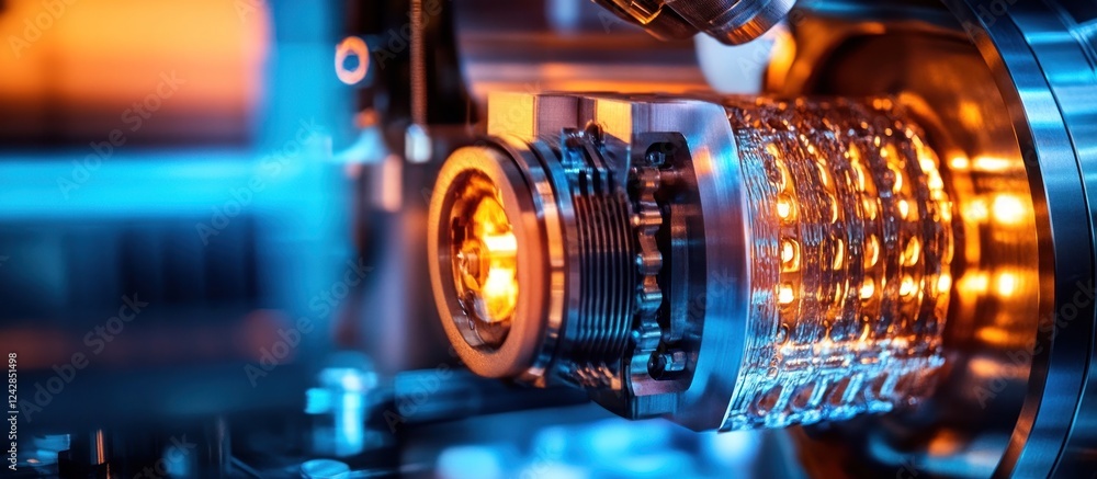 Fototapeta premium Glowing Factory Machine Closeup