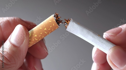 Snapping a cigarette between fingers to symbolize smoking cessation and personal choice
