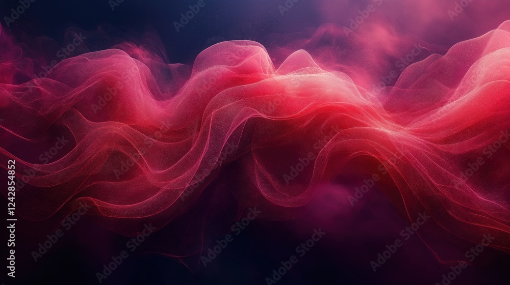 Obraz premium Flowing abstract red waves with soft glowing texture on dark background