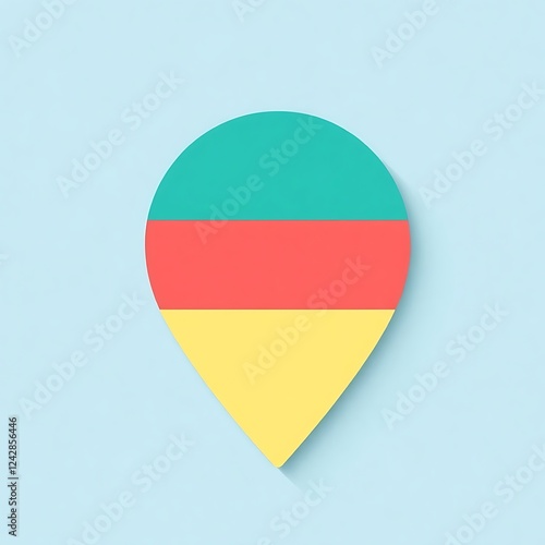 Free Download Location Pin with Teal Red Yellow Design - GFXLoad