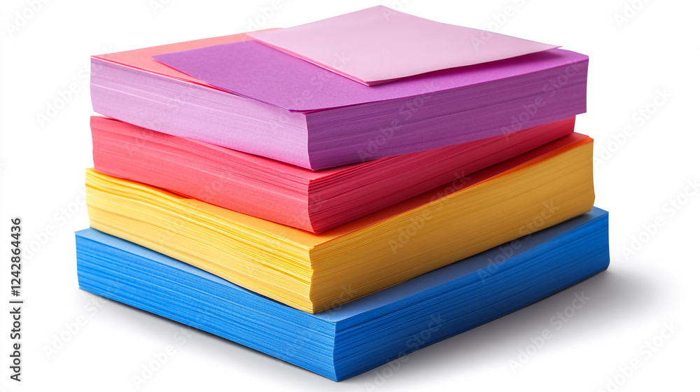 Colorful Stacked Paper Sheets Bright Hues Office Supplies red pink blue vivid colors design layers Colorful Stacked Paper Sheets Bright Hues Office Supplies red pink blue vivid colors design layers