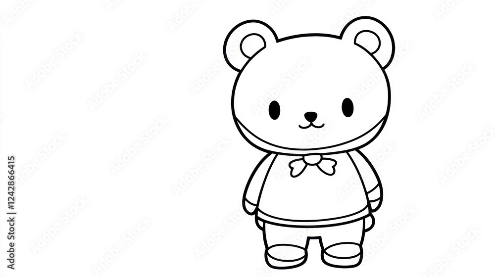 Cute cartoon bear, white background, children's book illustration Cute cartoon bear, white background, children's book illustration