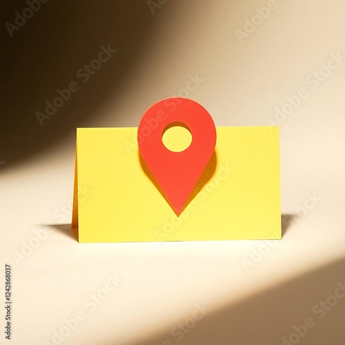Free Download Red Location Pin on Yellow Note Card Minimalist Design - GFXLoad