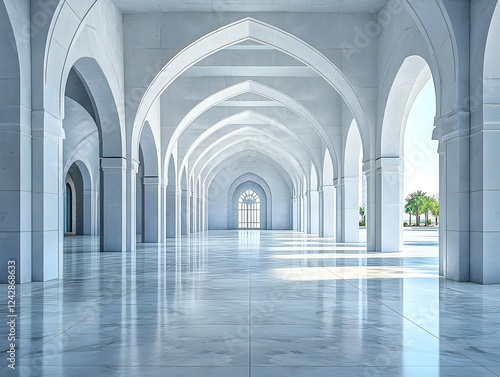 islamic background for a mosque in gray. a minimalistic architectural shot of a mosque   s intricately designed arches and windows in shades of gray. architecture design