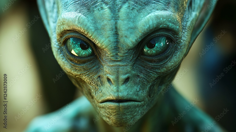 Close-Up of an Alien Being with Intense Eyes and Unique Features Close-Up of an Alien Being with Intense Eyes and Unique Features