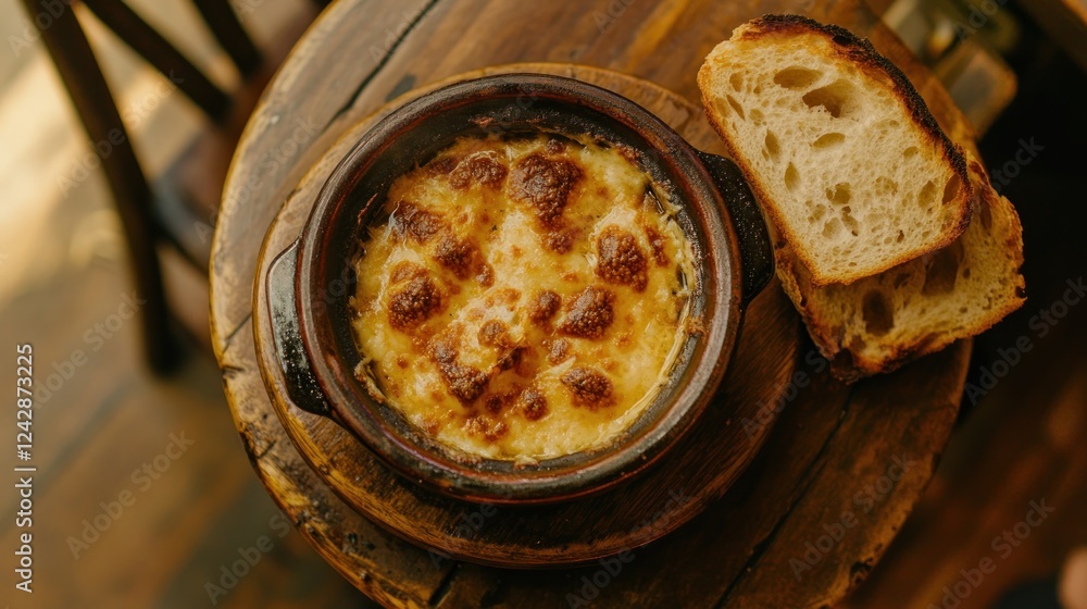 Creamy Baked Dish Served With Crusty Bread Creamy Baked Dish Served With Crusty Bread