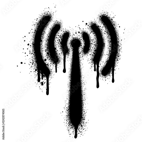 graffiti spray painted signal icon isolated on white background.