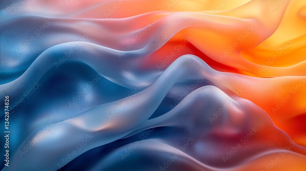 Obraz premium Abstract Warm Cool Swirling Fluid Design. AI Generated