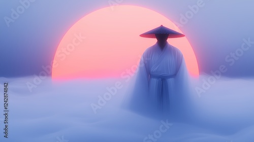 Minimalistic Japanese Ethereal Poster Design Embracing Fog and Mystery