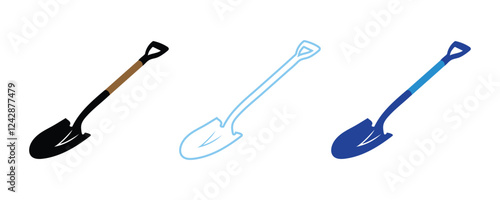 Shovel icon, garden shovel icons vector, hand garden shovel flat icons vector isolated on white background.