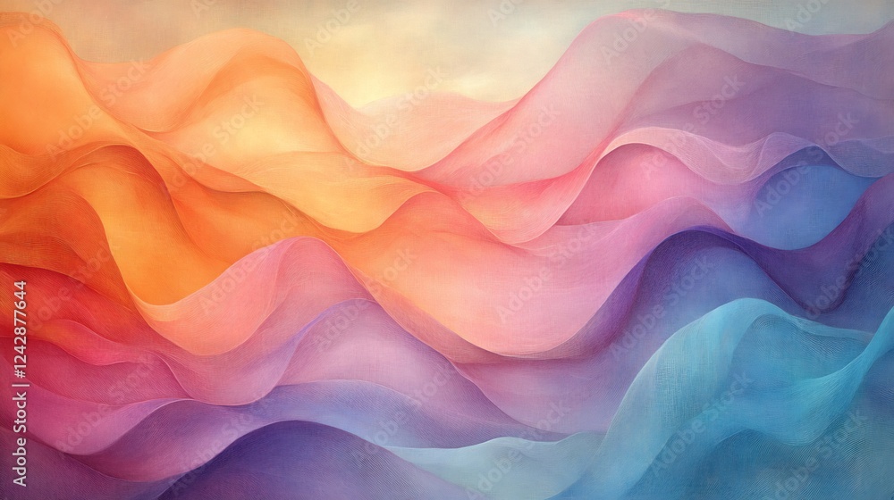 Obraz premium Abstract Colorful Fabric Waves Soft Light. AI Generated
