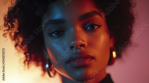 Wallpaper Mural Woman's portrait, studio lighting, colorful background, beauty campaign Torontodigital.ca