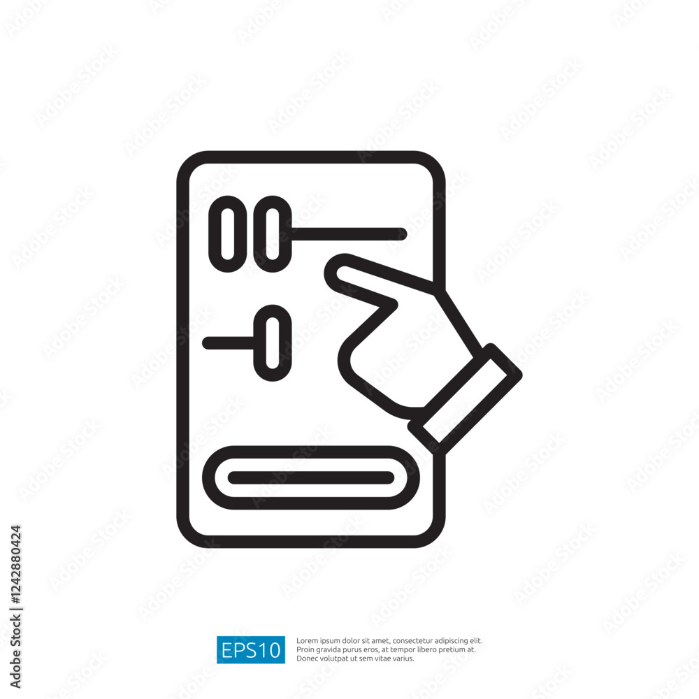 User Interface Controls Icon Representing Settings Adjustment With Hand Interaction For Digital Applications In Education Context User Interface Controls Icon Representing Settings Adjustment With Hand Interaction For Digital Applications In Education Context