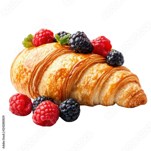 Wallpaper Mural Croissant with mixed berries isolate on white background cutout png. Torontodigital.ca