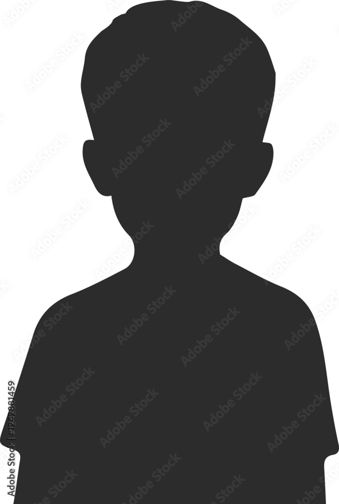 Silhouette of a boy in a t-shirt, icon of a child, a boy in black. Silhouette of a boy in a t-shirt, icon of a child, a boy in black.